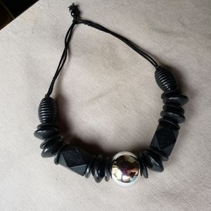 Chunky wood beaded necklace/choker